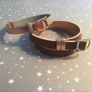 Set of 2 KEEP Bracelets: Leather Bangle & Double